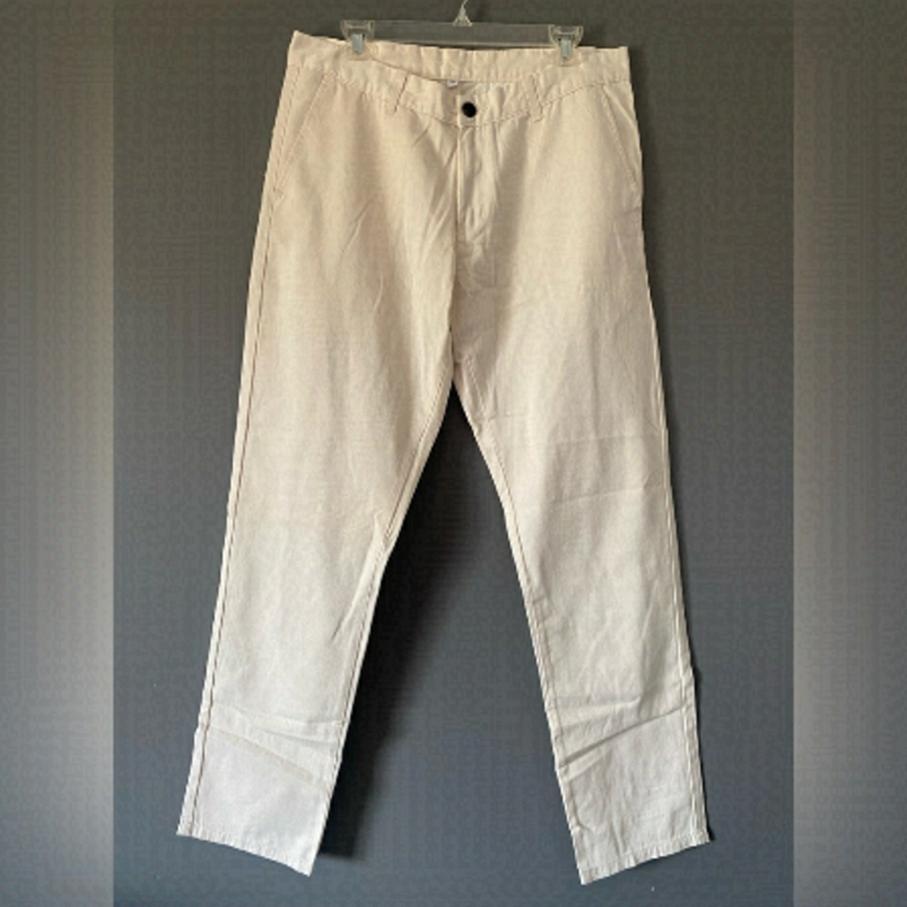 Relaxed Fit Men's Cotton Casual Pants Minimalist & Coastal Grandfather Aesthetic